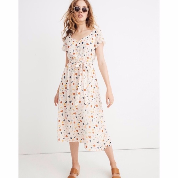 Madewell Dresses & Skirts - Madewell Tie Waist Midi Dress In Terrazzo